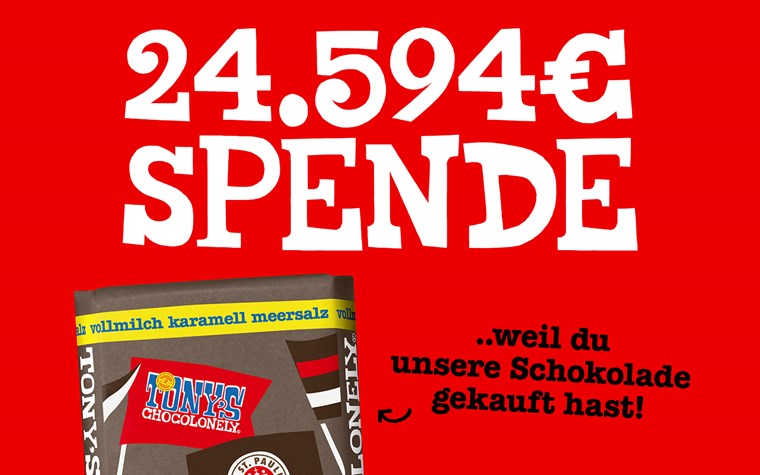 Tony’s Chocolonely, FC St. Pauli und EDEKA-Verbund sammeln 24.594 Euro durch gemeinsame Schokolade