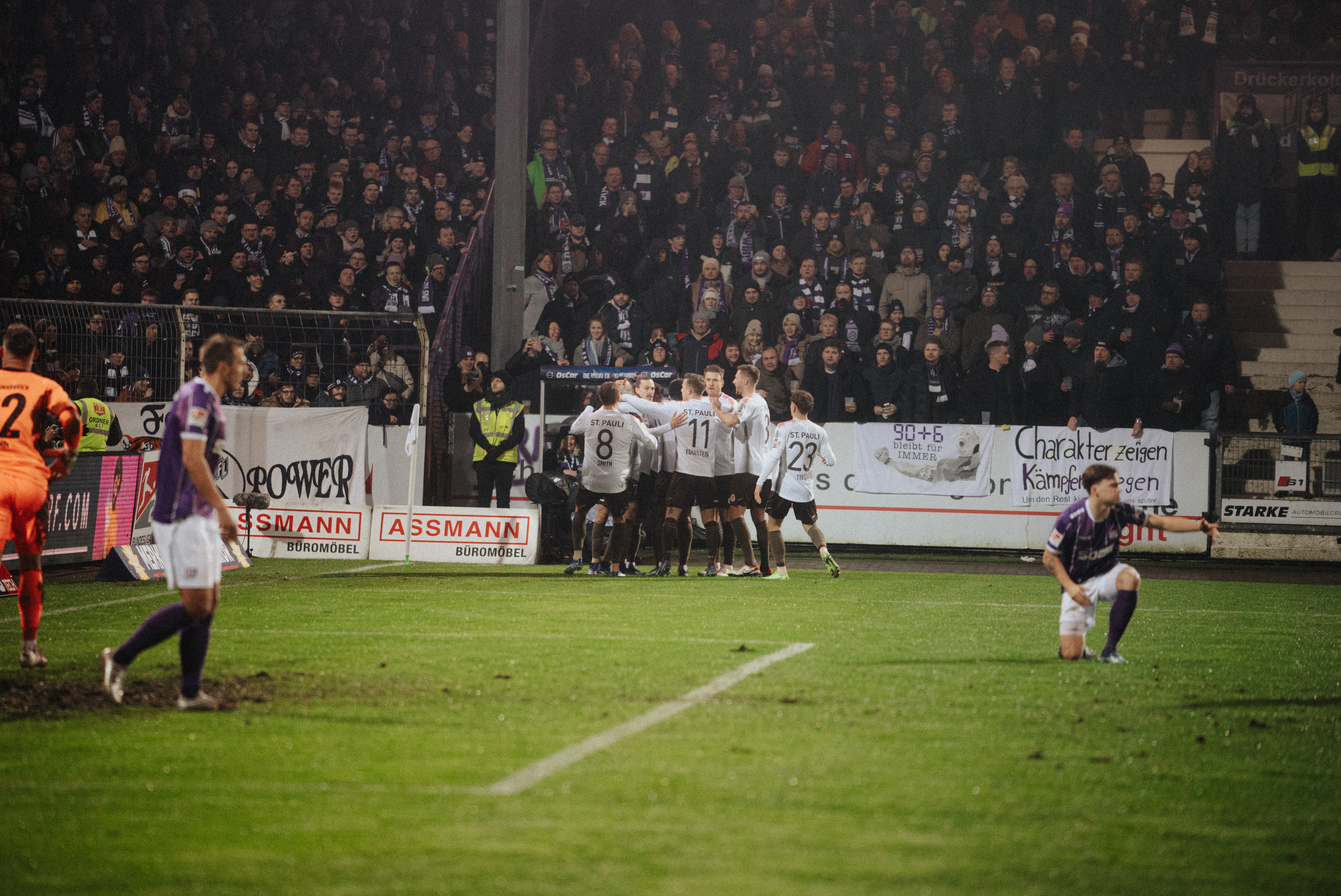 The Boys in Brown celebrate after Jackson Irvine's early header.