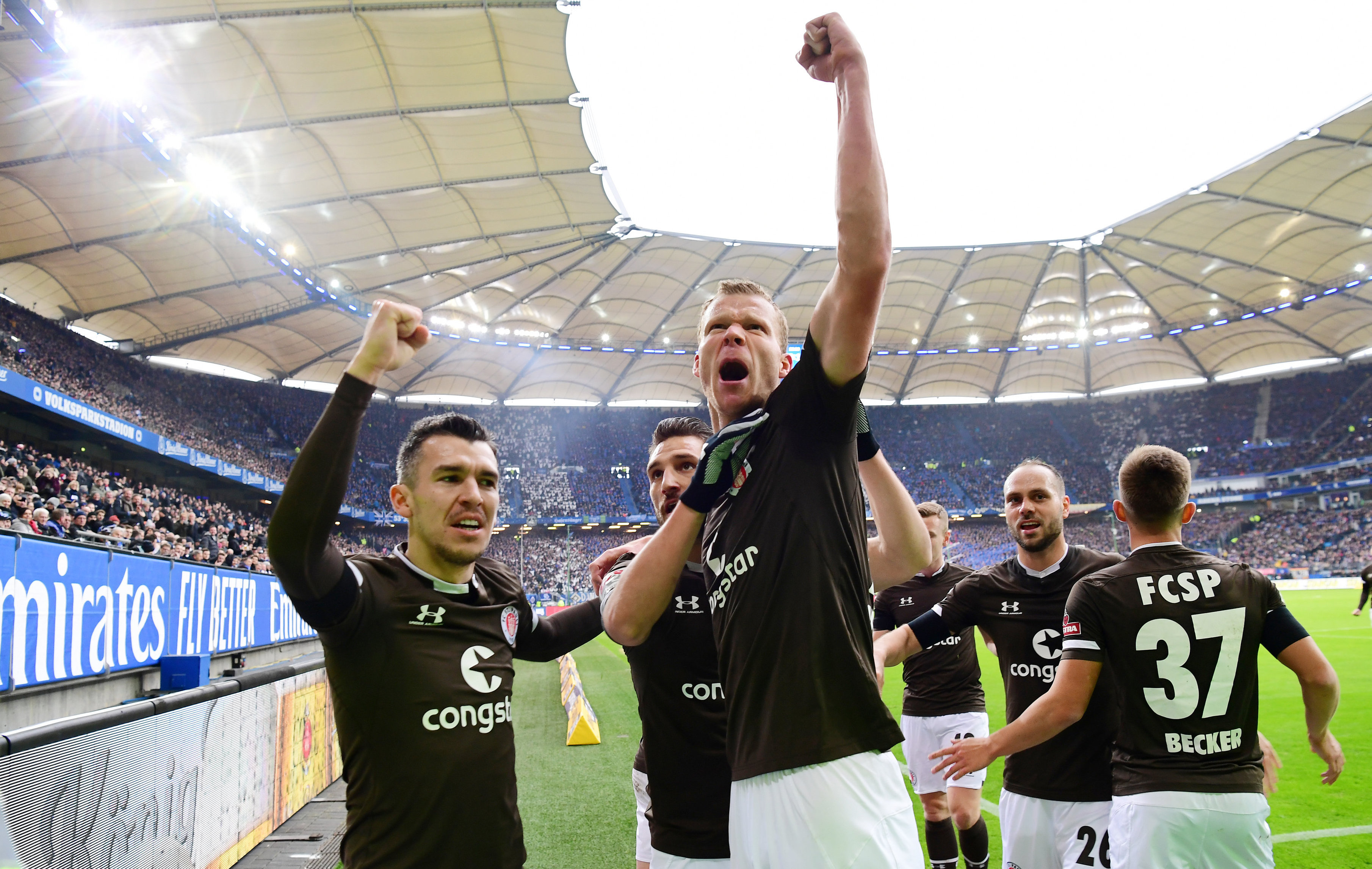 Henk Veerman celebrates after scoring in the 2-0 reverse derby win last season.